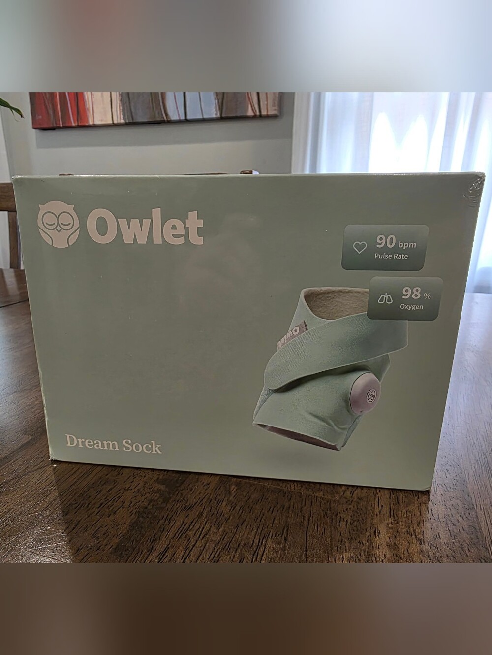 Brand new Owlet Dream Sock baby monitor in original factory-sealed packaging. 💚